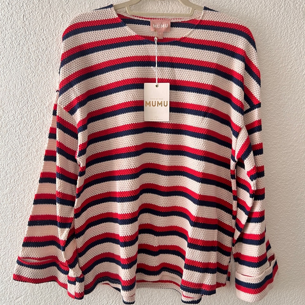 NWT Patriotic Stripe Knit Pullover by Show Me Your MuMu